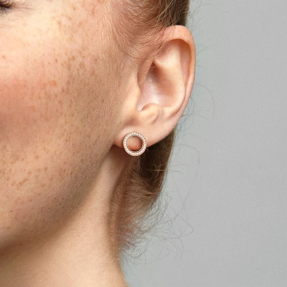 Pandora Sparkling Circle Stud Cubic Zirconia Earrings Rose Gold - Picture 4 of 7